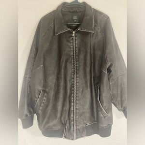 Wild Fable Dark Gray Destressed Bomber Jacket